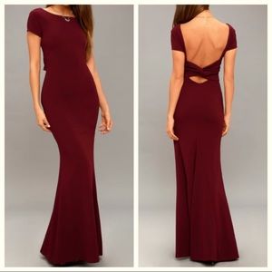 Lulus Dark Red Twist Back Mermaid Maxi Dress M